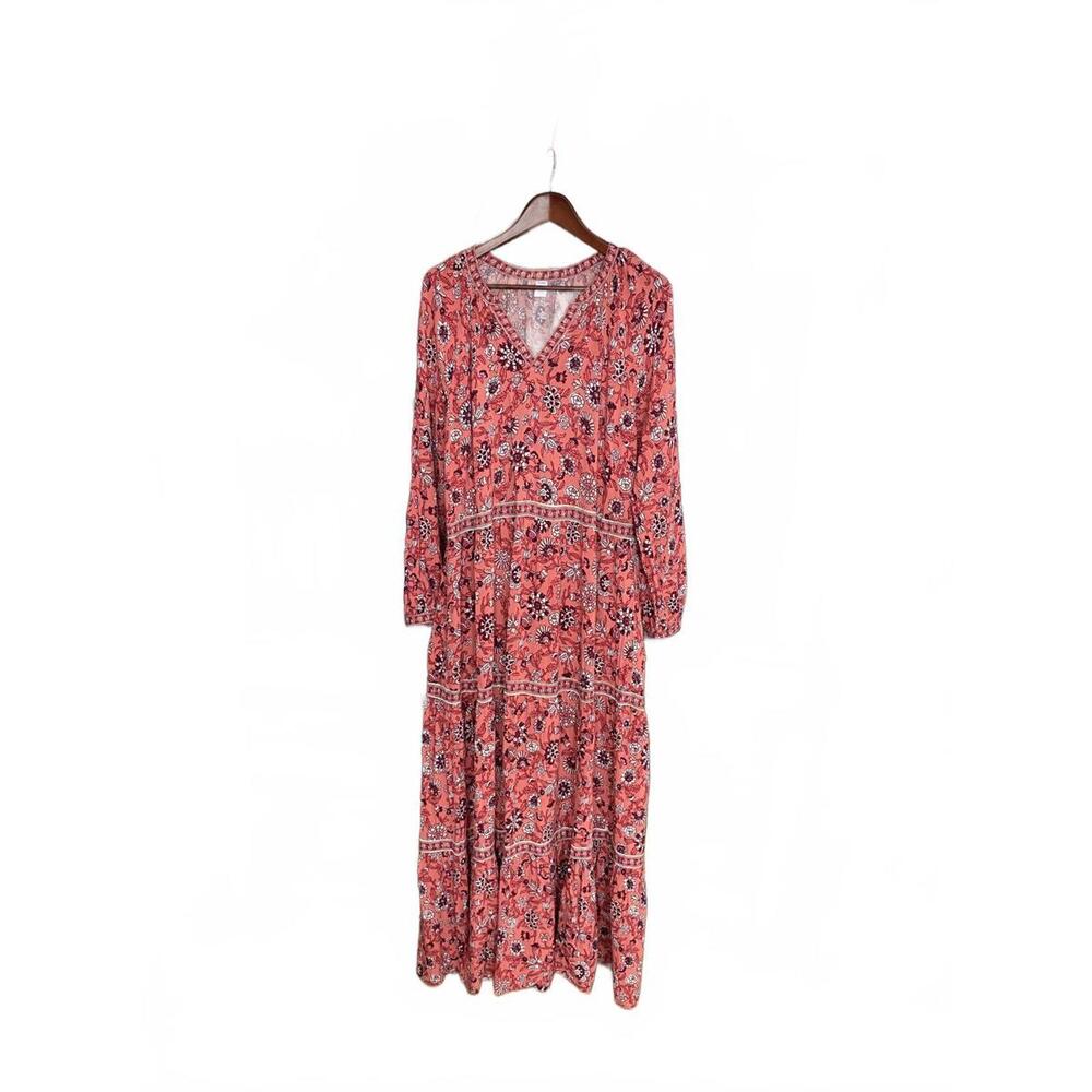 Old Navy Boho Western Pink Floral Maxi Dress Size XL Tall